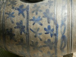 1830 OLD ANTIQUE BRANDY KEG FRANCE STONEWARE PRIMITIVE POTTERY CROCK COBALT BLUE 10