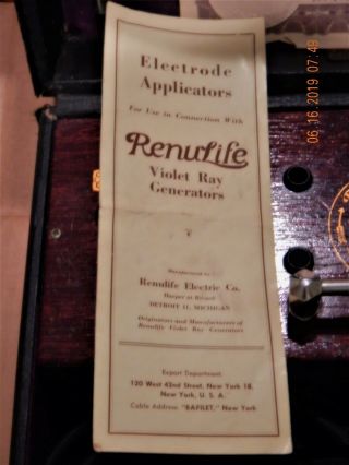 Vintage RENULIFE Violet Ray Device 7