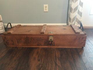 Vintage Military Wooden Ammo Crate Box Ammunition For Cannon Howitzer Explosives