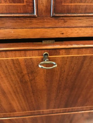 Antique England Mahogany Campaign Chest/Desk Nine Drawers With Key One Of A Kind 12