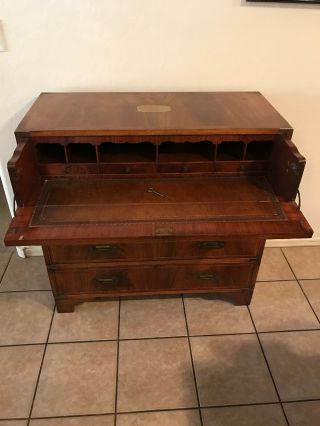 Antique England Mahogany Campaign Chest/Desk Nine Drawers With Key One Of A Kind 2