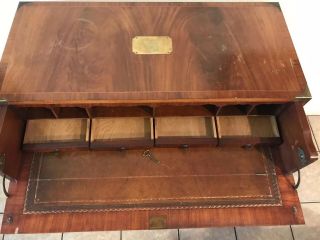 Antique England Mahogany Campaign Chest/Desk Nine Drawers With Key One Of A Kind 3