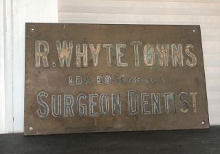 Antique Architectural Salvage Bronze Dental Surgery Sign,  Building Plaque