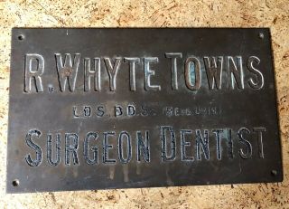 Antique Architectural Salvage Bronze Dental Surgery Sign,  Building Plaque 3