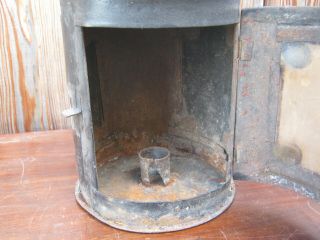 Antique 1800 ' s large primitive tin candle lantern with horn window 5
