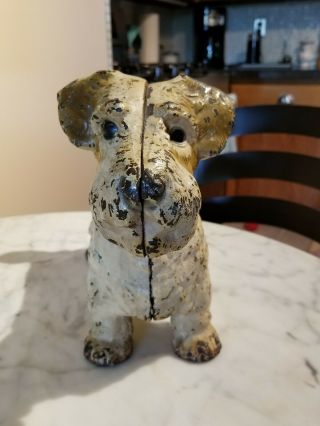 ANTIQUE HUBLEY CAST IRON SEALYHAM TERRIER DOG STATUE DOORSTOP PAINT 2