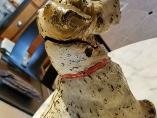 ANTIQUE HUBLEY CAST IRON SEALYHAM TERRIER DOG STATUE DOORSTOP PAINT 4