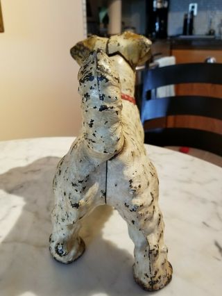 ANTIQUE HUBLEY CAST IRON SEALYHAM TERRIER DOG STATUE DOORSTOP PAINT 5