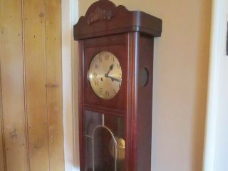 Antique Mahogany Striking Wall Clock In Very Good Order.