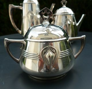 Antique German WMF silverplated coffee tea set art nouveau jugendstil 4
