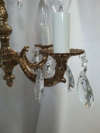 Vintage Petite Brass Crystal Chandelier 12.  5 