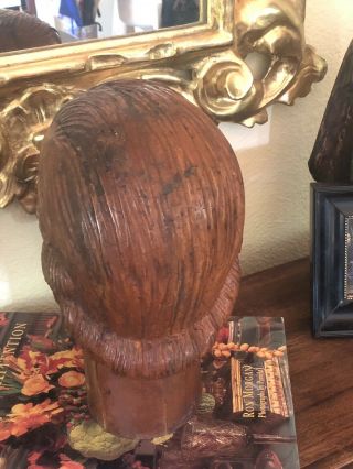 French Art Deco Mannequin Head Carved Wood Millener 1920s 8