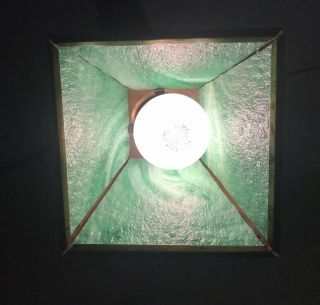 VTG Mission Arts & Crafts Slag Glass Brass Wall / Ceiling Hanging Light Fixture 8