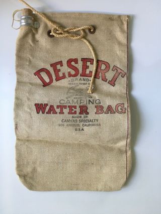 Vintage Desert Brand Camping Water Bag With Flax Duck From Scotland Nwot