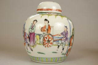 9: A large Chinese famille rose ginger tea jar vase with Kangxi mark 19th/20thc 4
