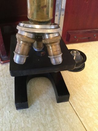 Antique Betz Brass Microscope w/ Mahogany Wood Case 1949 10