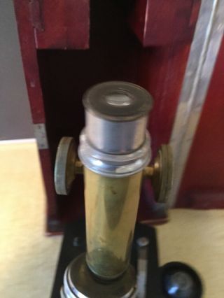 Antique Betz Brass Microscope w/ Mahogany Wood Case 1949 11