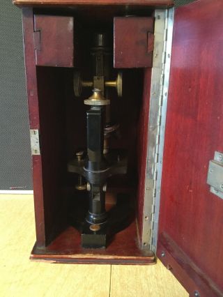Antique Betz Brass Microscope w/ Mahogany Wood Case 1949 2
