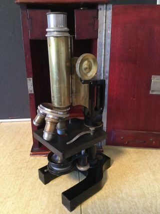 Antique Betz Brass Microscope w/ Mahogany Wood Case 1949 5