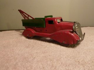 Wyandotte Wrecker Tin Toy 11 3/4 " Wood Wheels 1940 