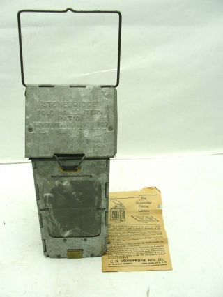 Vintage Ww1 Stonebridge Folding Trench Lantern 1906 Mica Lenses Papers