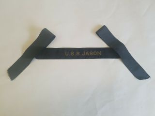 Rare Wwi Uss U.  S.  S.  Jason Ac12 Fuel Ship Cap Hat Tally Ribbon