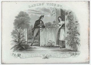 1840s Ladies Ticket Invitation To Caledonia Ball Coated Stock Poem Scotland