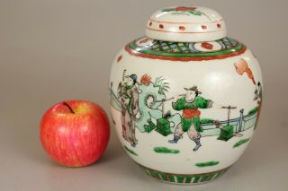 1: A Large Chinese Famille Verte Ginger Tea Jar Vase Kangxi Mark 19th/20thc