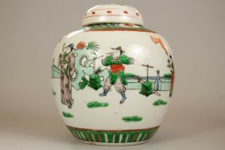 1: A large Chinese famille verte ginger tea jar vase Kangxi mark 19th/20thc 2