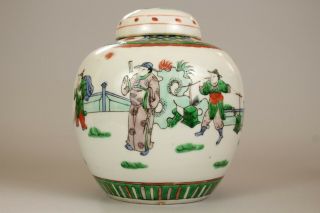 1: A large Chinese famille verte ginger tea jar vase Kangxi mark 19th/20thc 3