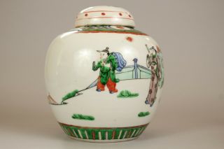 1: A large Chinese famille verte ginger tea jar vase Kangxi mark 19th/20thc 4