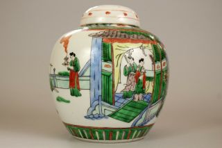 1: A large Chinese famille verte ginger tea jar vase Kangxi mark 19th/20thc 7