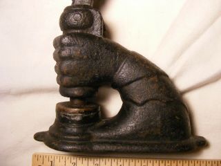 Figural Notary Stamp / Seal with Fist,  Frozen plunger,  cast iron,  needs work 10