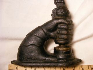 Figural Notary Stamp / Seal with Fist,  Frozen plunger,  cast iron,  needs work 12