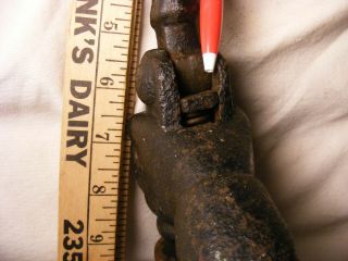 Figural Notary Stamp / Seal with Fist,  Frozen plunger,  cast iron,  needs work 9