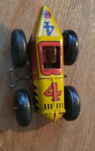 vintage wind up tin toys race car Marx no.  4 2