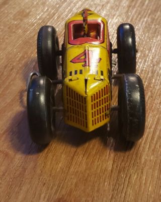 vintage wind up tin toys race car Marx no.  4 3