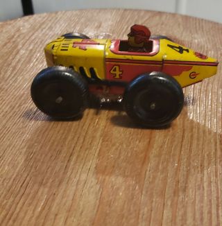 vintage wind up tin toys race car Marx no.  4 4