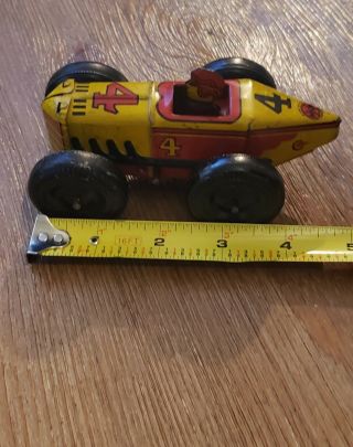 vintage wind up tin toys race car Marx no.  4 8