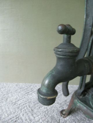 Antique Water Well Pump w/Spigot BARNES MFG Cast Iron MANSFIELD OH,  Green Paint 2