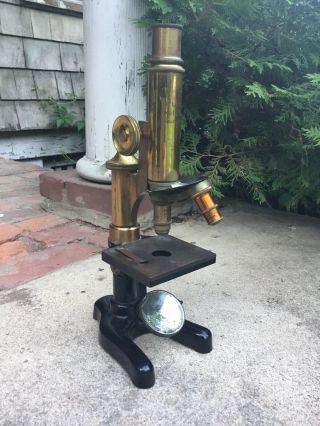 Antique E.  Leitz & Wetzlar Brass Microscope Model No.  128309