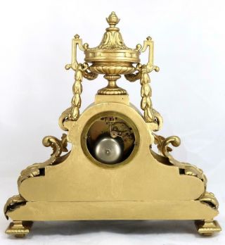 Antique French Mantle Clock 8 Day Gilt Metal & Blue Sevres porcelain 9