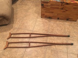 Vintage Very Old Antique Wooden Crutches Medical Primitives Decor