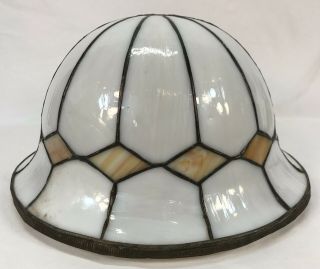 Antique Arts & Crafts Slag Glass Shade Hanging Light Fixture Chandelier 2