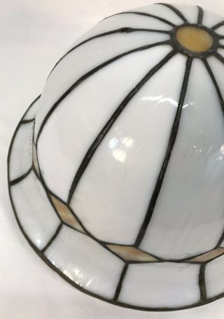 Antique Arts & Crafts Slag Glass Shade Hanging Light Fixture Chandelier 5