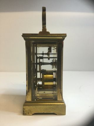 Antique English Mechanical Key Wind Carriage Clock - ACG - Brass & Glass - Runs 2