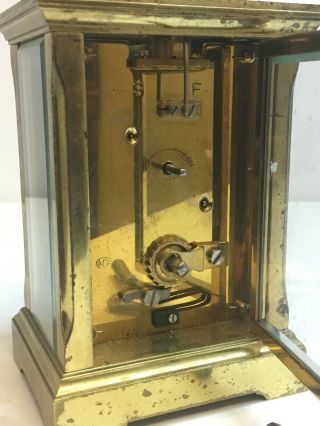 Antique English Mechanical Key Wind Carriage Clock - ACG - Brass & Glass - Runs 6