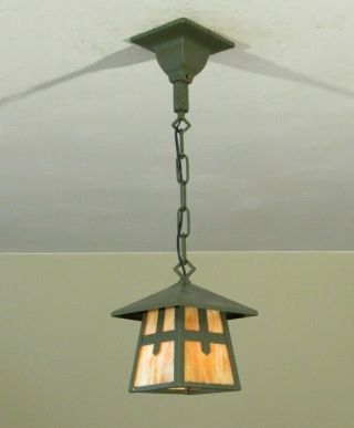 Restored Antique Arts And Crafts Mission Stickley Porch Ceiling Light Fixture