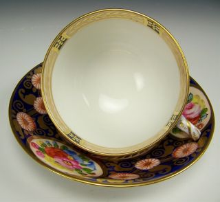 RARE ca1868 BLOCH M.  E.  PARIS HAND PAINTED ROSES FLOWERS GOLD CUP & SAUCER TEACUP 9