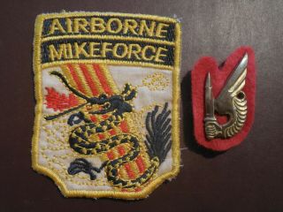 Vietnam Avrn Airborne Parachutist Jump Status Wing Pin Badge Patch Mike Force Ii